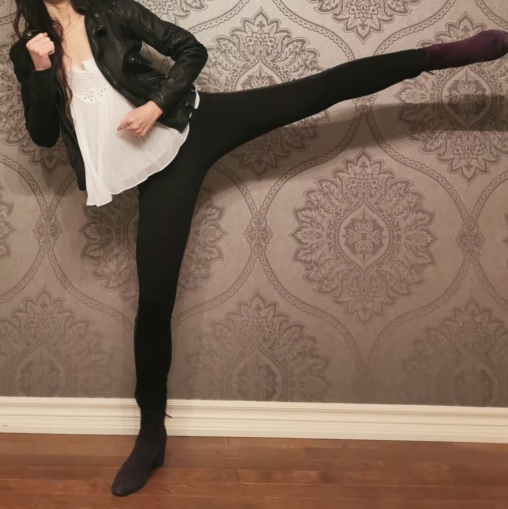 J. Crew pixie leather strip legging